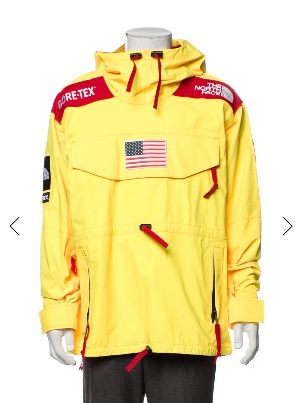 Supreme x North Face Yellow and Red GORE-TEX Ski Anorak with American Flag Patch